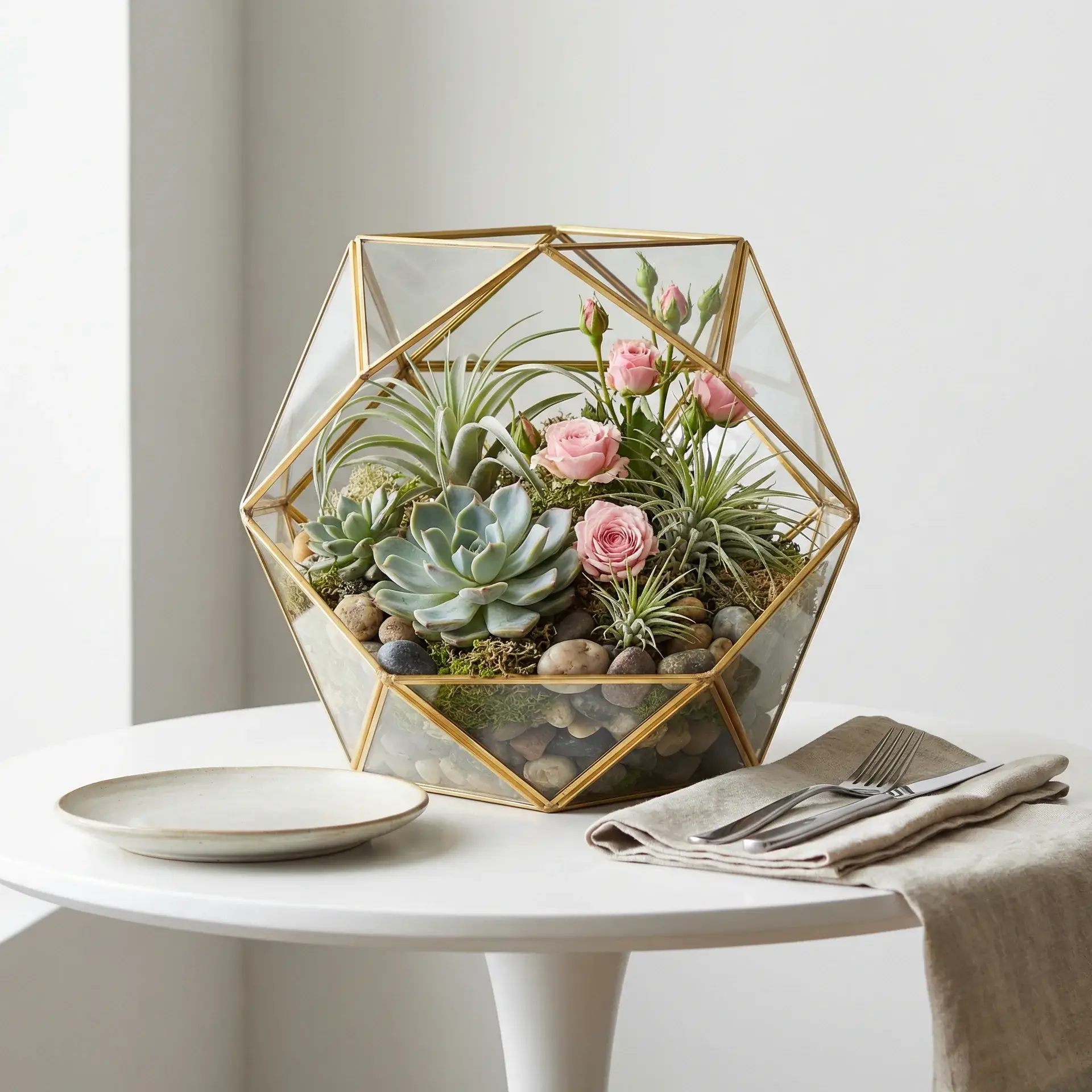 现代花艺几何微景观作品 - 小宝探花